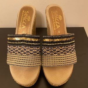 SBICCA boho platform espadrille slide on wedge sandals